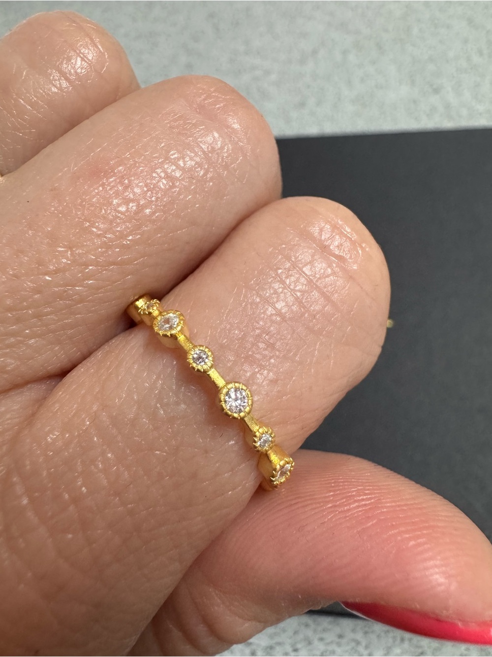Freida Rothman Gold Alternating Bezel Stacking Ring - Picture 2 of 7